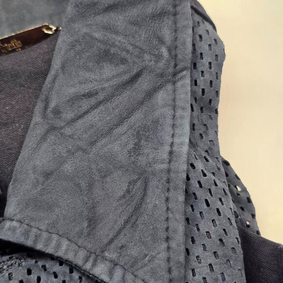 VTG La Matta Men's Jacket Perforated Suede Linen Size 56 Button Up Blue Italy - Picture 9 of 16